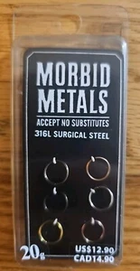 Morbid Metals Surgical Steel Nose Rings Set Of 6 20g - Picture 1 of 2