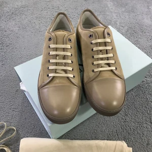 NEW Lanvin Sneaker Mens 11 DBB1 Leather And Suede Sneakers Sz 11 US /10 UK Beige - Picture 1 of 14