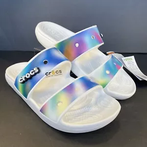 Sandali Crocs Solarizzati Multicolore Blu Rosa Viola 207771-94S W8 M6 Nuovi con etichette - Foto 1 di 9