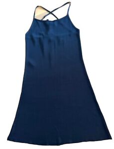 Sisley Slip Tank Dress XS Blue Viscose Knit Adjustable Stripes Made In Italy EUC
