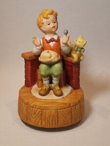 Vtg Schmid Music Box Ceramic Little Jack Horner Porcelain Mother Goose series