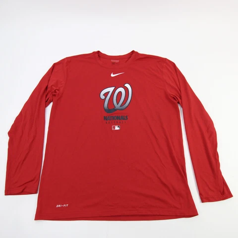 Washington Nationals Nike MLB Authentic Long Sleeve Shirt Men's Red Used Cover