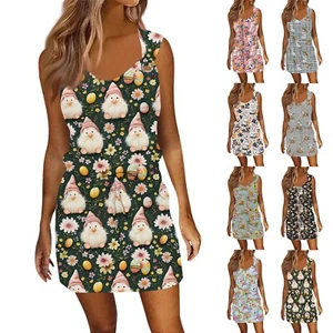 Women's Loose Printed Fashion Sundresses Summer Casual Easter Dresses Dress - Picture 1 of 36
