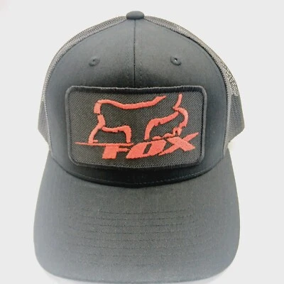 Boné curvo Fox preto e vermelho malha Snapback - Imagem 1 de 4