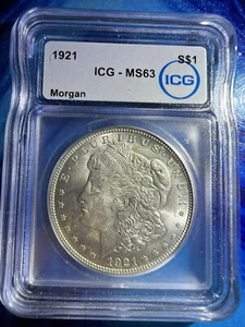 1921-P $1 MORGAN SILVER DOLLAR PHILADELPHIA MINT ICG MS63 - Picture 1 of 13