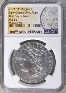 2021 "O" Morgan $1 NGC MS 70 First Day of Issue 100th Anniversary New Oreleans - Picture 1 of 2
