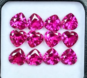 12 Pcs Natural Mogok Pink Red Ruby 27.40 Ct Certified Heart Loose Gemstone - Picture 1 of 8