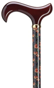 FLOWERING VINE LADIES WALKING STICK - DERBY HANDLE FLORAL WALKING CANE - Picture 1 of 1