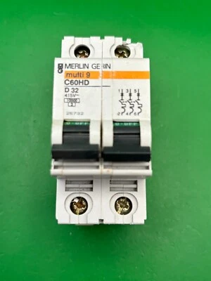 Merlin Gerin C60HD 25732 D32 32A Double Pole MCB - Image 1 of 4