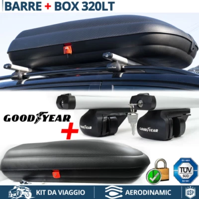 BOX Tetto 320LT+ BARRE Portatutto per Transit-Tourneo Courier ANTIFURTO SERRATUR - Immagine 1 di 4