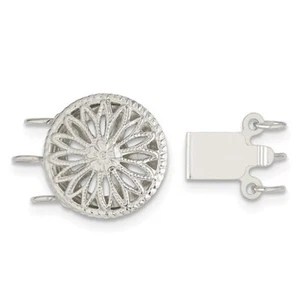 1 Piece 12mm 925 Sterling Silver 3 Strand Filigree Pearl Clasp - Picture 1 of 2