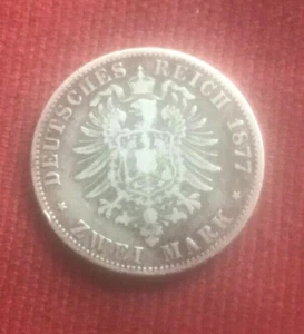 MONEDA ALEMANA PLATA DOS MARCOS 1877 - j - Imagen 1 de 7