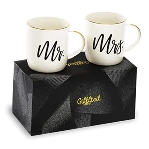Mr and Mrs Coffee Mugs Gifts, For Wedding, Anniversary, Engagement, Present - Picture 1 of 7