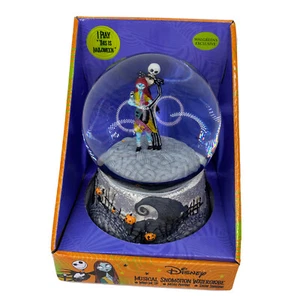 New Disney Nightmare Before Christmas Water Globe Jack N Sally Animated Musical - Picture 1 of 6