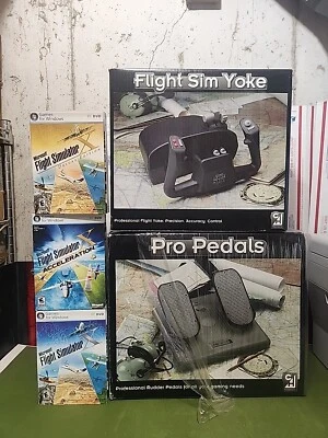 CH Products Simulator USB Flight Sim Yoke FSY211U and Pro Pedals PPU995 +3 Games - Image 1 of 4