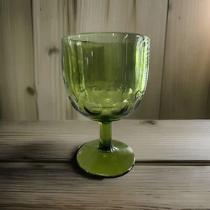 Vintage Bartlett Collins Green Thumbprint Coin Dot Goblet 6" - Picture 1 of 8