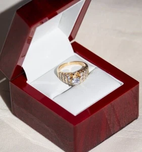 Runder Brillantschliff Verlobungsring Ehering 1,70 Gesamt kt Kanal 14 K Gelbgold - Bild 1 von 12