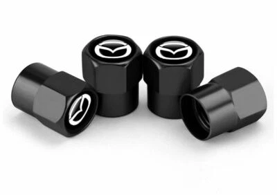 4x Black Hex Metal Alloy Tire Air Valve Stem Cap Fits Most Mazda Cars & SUVs  - Image 1 of 2