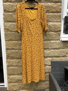 NEXT Dress Mustard Floral - Size 14 - Picture 1 of 7