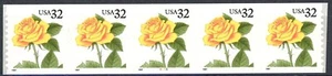 Yellow Rose Self-Adhesive 32 Cent 5 Coil Stamps PNC5 MNH Scott 3054 Plate #4455 - Picture 1 of 2