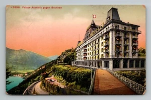 Postal de colección Palace-Axenfeis Gegag Brunnen Lake Hotel Suiza sin publicar - Imagen 1 de 2