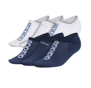 adidas Womens 6-pk. Superlite Super No Show Socks Size: 5-10 Blue/White 6 Pairs