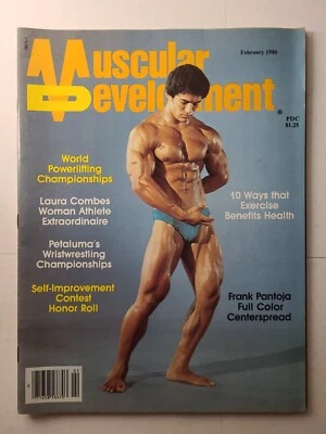 Vintage MUSCULAR DEVELOPMENT Bodybuilding Magazine (Feb 1980) w/ Frank Pantoja - Image 1 of 4