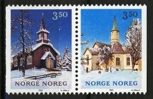 Norway 1993, NK S28 Church pair from Booklet VF MNH, Mi 1141-42 - Picture 1 of 1
