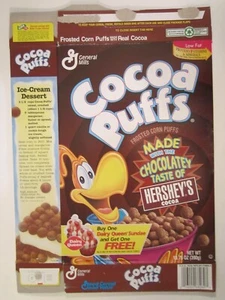 1996 MT Cereal Box GENERAL MILLS Cocoa Puffs DAIRY QUEEN [Y156d12] - Foto 1 di 2