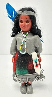 Vintage Carlson Doll Indian Girl Native American With Necklace - Image 1 of 4