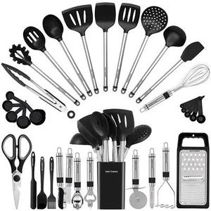 Kitchen Utensil Set-Silicone Cooking Utensils-33 Kitchen Gadgets & Spoons for... - Picture 1 of 7
