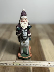 VTG 1998 HOUSE OF HATTEN SANTA RIDING HORSE ON BASE CHRISTMAS  - Picture 1 of 4