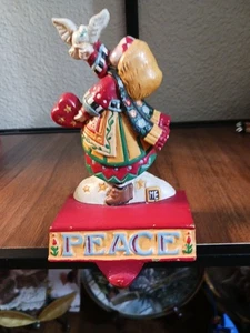 Vintage mit Etikett Mary Engelbreit Peace Taube & Herz Eisen Weihnachten Strumpf Halter Haken - Bild 1 von 2