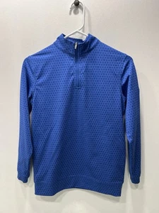 Peter Millar Boy's Size M (9-10) Navy Skull Bones Print 1/4 Zip Golf Pullover - Picture 1 of 24