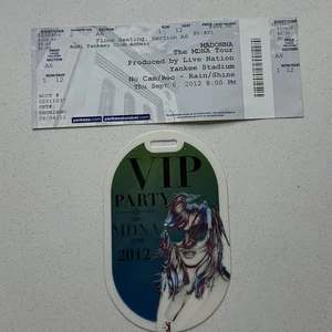 Madonna VIP Pass MDNA Tour Original 2012 NYC Ticket Stub Yankee Stadium - Picture 1 of 2
