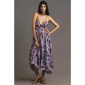 Neu mit Etikett von Anthropologie Gr. PM ärmelloses A-Linien-Midikleid mit V-Ausschnitt - Bild 1 von 5