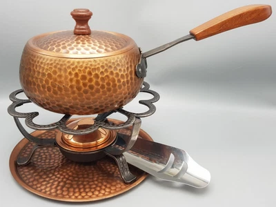 gekra KUPFER Set FEUERZANGENBOWLE Stieltopf mit Stövchen Hammerschlag 6tlg - Bild 1 von 4