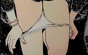 SEXY GIRL AUFKLEBER "PANTIES DOWN" 2 5/8 x 1 1/2" GLÄNZEND! - Bild 1 von 1