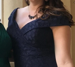 Xscape Navy Blue Long gown - Size 14 - Picture 1 of 8
