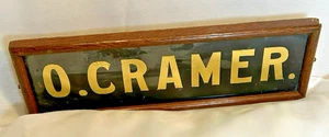 Vintage Framed Sign Personalized O. Cramer Glass Gold Paint 11.5” - Picture 1 of 10