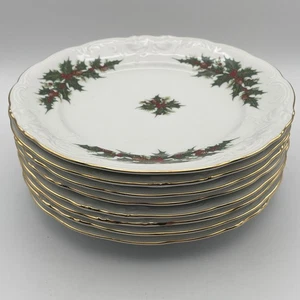 7 Royal Kent Weihnachten Stechpalme 6,75" Dessertteller Set überbacken Goldrand Polen - Bild 1 von 7