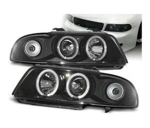 Headlights Angel Eyes Black for AUDI A4 1994 1995 1996 1997 1998 LHD - Picture 1 of 1