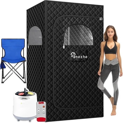 Single Person Portable Steam Sauna Box Full Size Sauna With Steamer & Chair - Image 1 of 4