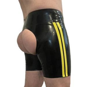 Rubber Latex 2 Streifen Jock Chaps freche Shorts handgefertigt in UK andere Farben - Bild 1 von 3