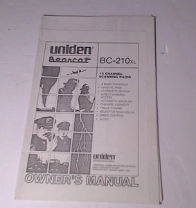 BC210XL UNIDEN BEARCAT COPY OPERATING MANUAL - Picture 1 of 1
