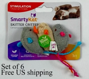SmartyKat Catnip Toys Skitter Critters Confezione da 3 Set di 6 Topi Giocattolo Topo (18 Topi) - Foto 1 di 9