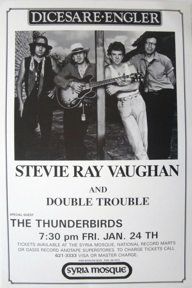 STEVIE RAY VAUGHAN 1986 PITTSBUGH CONCERT TOUR POSTER - Original Reproduction - Image 1 of 1