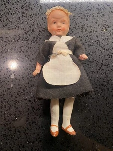 Bisque Dollhouse Maid Doll Antique German Mignonette 6” Circa 1920s - Picture 1 of 3
