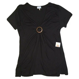Blusa camisa top negra con curvas talla L grande para mujer - Imagen 1 de 5