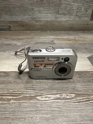 Pentax Optio 50 5.0MP Vintage Digital Camera - Silver PARTS ONLY or Repair - Image 1 of 4